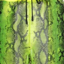 Off-White Neon Yellow Snake Print Tulle Rib Knit Trimmed Joggers M