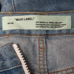 Off-White Blue Denim Floral Panel Flared Jeans M Waist 28"