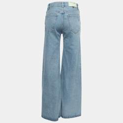 Off-White Blue Denim Floral Panel Flared Jeans M Waist 28"