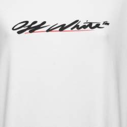 Pre Owned Off-White White Cotton Logo Print T-Shirt Dress L