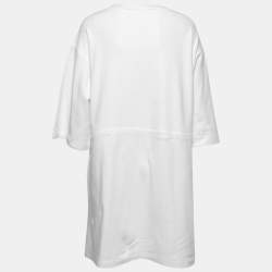 Pre Owned Off-White White Cotton Logo Print T-Shirt Dress L
