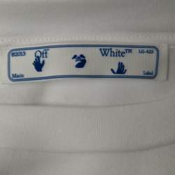 Pre Owned Off-White White Cotton Logo Print T-Shirt Dress L