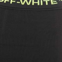 Off-White Black Knit Logo Band Detail Midi Pencil Skirt M
