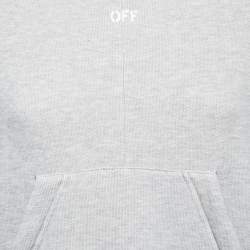 Pre Owned Off-White Grey Cotton Jersey Diagonal Stripe Print Sweatshirt XS