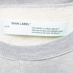 Pre Owned Off-White Grey Cotton Jersey Diagonal Stripe Print Sweatshirt XS