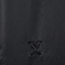 Pre Owned Off-White Black Satin Crepe Logo Strip Detail Open Front Long Blazer M