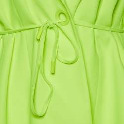 Pre Owned Off-White Neon Green Crepe Front Tie Detail Blazer M