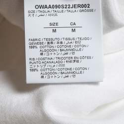 Pre Owned Off-White White Logo Print Cotton Cropped T-Shirt M