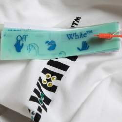 Pre Owned Off-White White Logo Print Cotton Cropped T-Shirt M