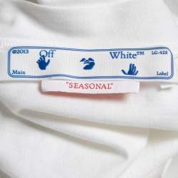 Pre Owned Off-White White Logo Print Cotton Cropped T-Shirt M