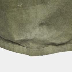 Pre Owned Off-White Green Military Linen Striped Sleeve Detail Zip Front Jacket S