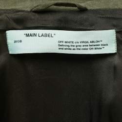 Pre Owned Off-White Green Military Linen Striped Sleeve Detail Zip Front Jacket S