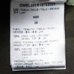 Pre Owned Off-White Green Military Linen Striped Sleeve Detail Zip Front Jacket S