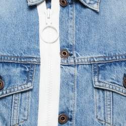 Pre Owned Off-White Blue Denim Zipper Detail Cropped Jacket M