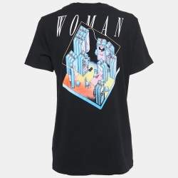 مملوكة مسبقًا Off-White Black Cotton Woman Print T-Shirt M