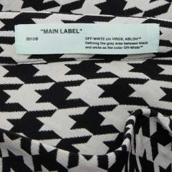 Off-White Black & White Houndstooth Pattern Wool One Shoulder Midi Dress S