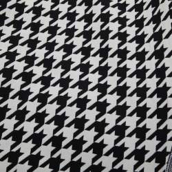 Off-White Black & White Houndstooth Pattern Wool One Shoulder Midi Dress S