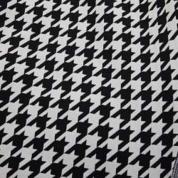 Off-White Black & White Houndstooth Pattern Wool One Shoulder Midi Dress S