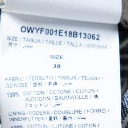 Pre Owned Off-White Navy Blue & White Striped Cotton Asymmetric Hem Skirt S