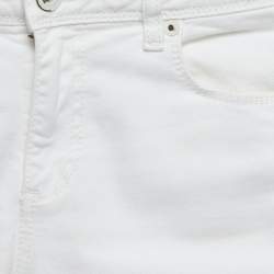 Off-White White Denim Logo Tape Detail Skinny Jeans S Waist 26"