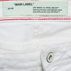 Off-White White Denim Logo Tape Detail Skinny Jeans S Waist 26"