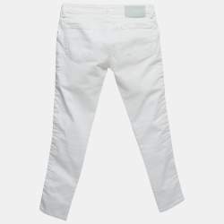 Off-White White Denim Logo Tape Detail Skinny Jeans S Waist 26"