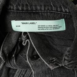 Off-White Grey Denim Cut Out Patch Detail Button Front Impressionism Jacket S