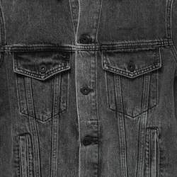 Off-White Grey Denim Cut Out Patch Detail Button Front Impressionism Jacket S