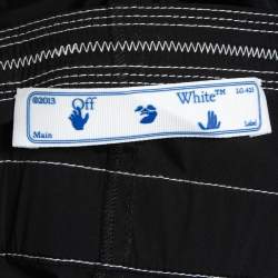 Off-White Black Print Nylon Contrast Stitch Detail Asymmetrical Skirt S