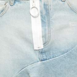 Pre Owned Off-White Blue Washed Denim Asymmetrical Midi Skirt M