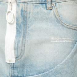 Pre Owned Off-White Blue Washed Denim Asymmetrical Midi Skirt M