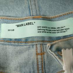 Pre Owned Off-White Blue Washed Denim Asymmetrical Midi Skirt M