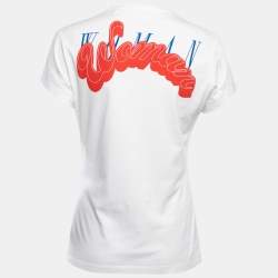 Off-White White Logo Print Cotton Crew Neck Short Sleeve T-Shirt S