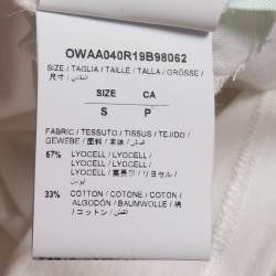 Pre Owned Off-White White Logo Print Knit Crew Neck Half Sleeve T-Shirt S