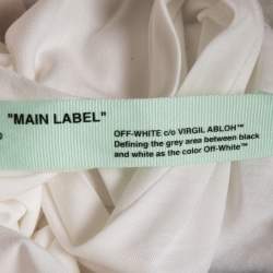 Pre Owned Off-White White Logo Print Knit Crew Neck Half Sleeve T-Shirt S