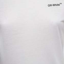 Pre Owned Off-White White Logo Print Knit Crew Neck Half Sleeve T-Shirt S
