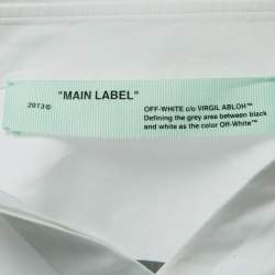 Pre Owned Off-White White Logo Print Cotton Button Front Cropped Full Sleeve Shirt S