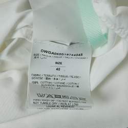 Pre Owned Off-White White Logo Print Cotton Button Front Cropped Full Sleeve Shirt S