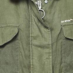 Off-White Green Linen Cropped Jacket S