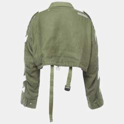 Off-White Green Linen Cropped Jacket S