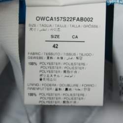 Pre Owned Off-White Blue Logo Print Crepe High Waist Trousers M