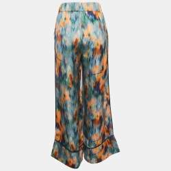 Off-White Multicolor Abstract Print Satin Wide Leg Trousers S