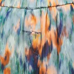 Off-White Multicolor Abstract Print Satin Wide Leg Trousers S