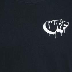 Pre Owned Off-White Black Logo Print Cotton Crew Neck Short Sleeve T-Shirt S