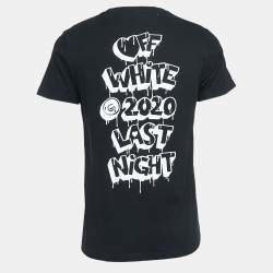 Pre Owned Off-White Black Logo Print Cotton Crew Neck Short Sleeve T-Shirt S