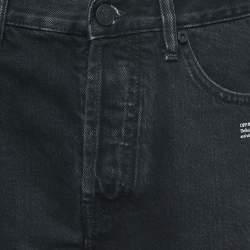 Pre Owned Off-White Black Denim Frayed Shorts S Waist 26"