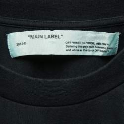 Pre Owned Off-White Black Flower Tape Print Cotton Half Sleeve T-Shirt S