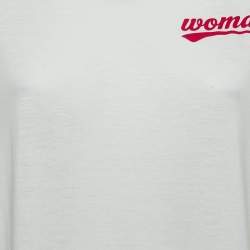 مملوكة مسبقًا Off-White White Rose Print Cotton Blend Knit Half Sleeve T-Shirt S