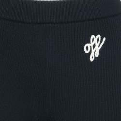 Off-White Black Logo Embroidered Wool Knit Flared Pants M