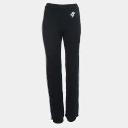 Off-White Black Logo Embroidered Wool Knit Flared Pants M